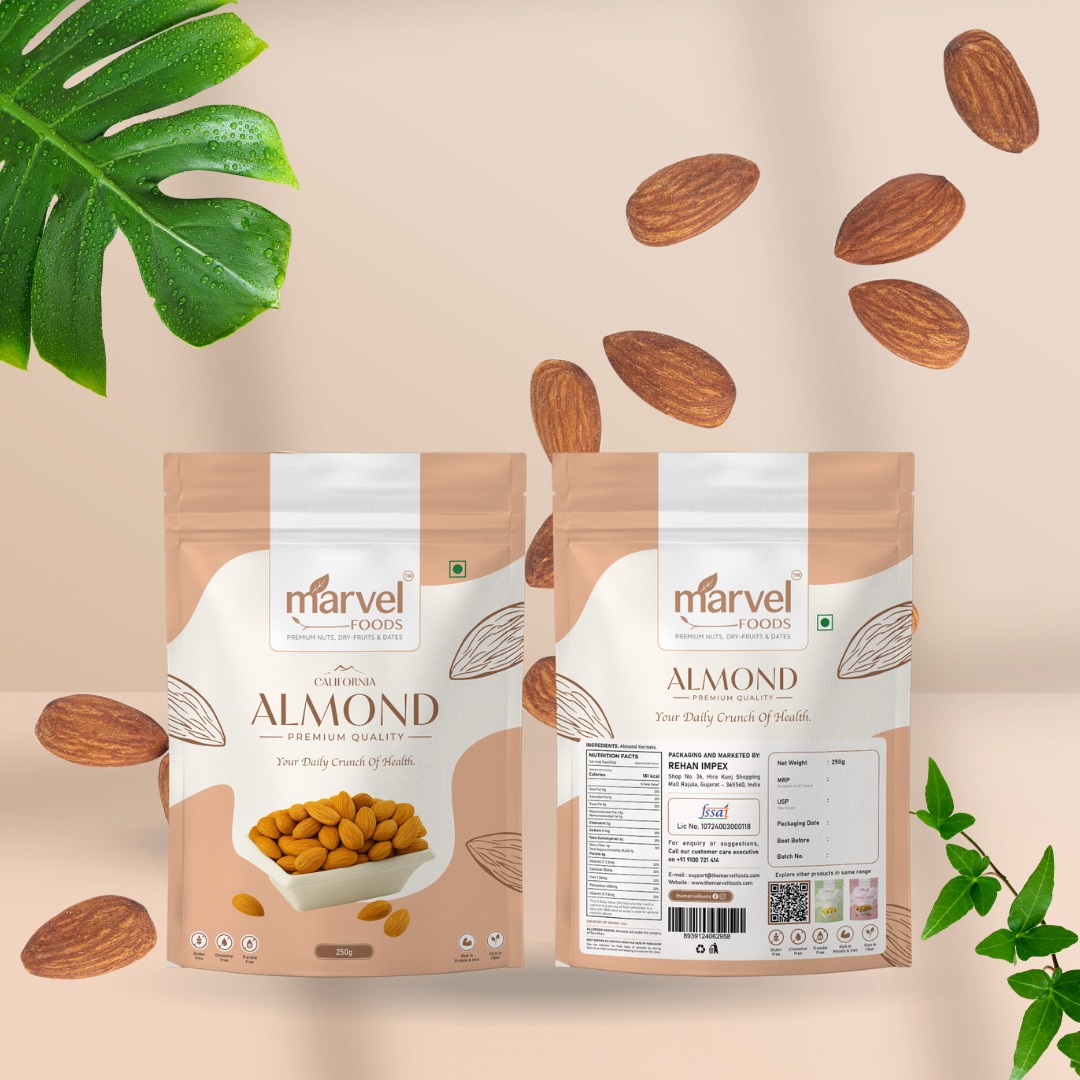 Marvel Foods Premium California Almonds 250g Pack